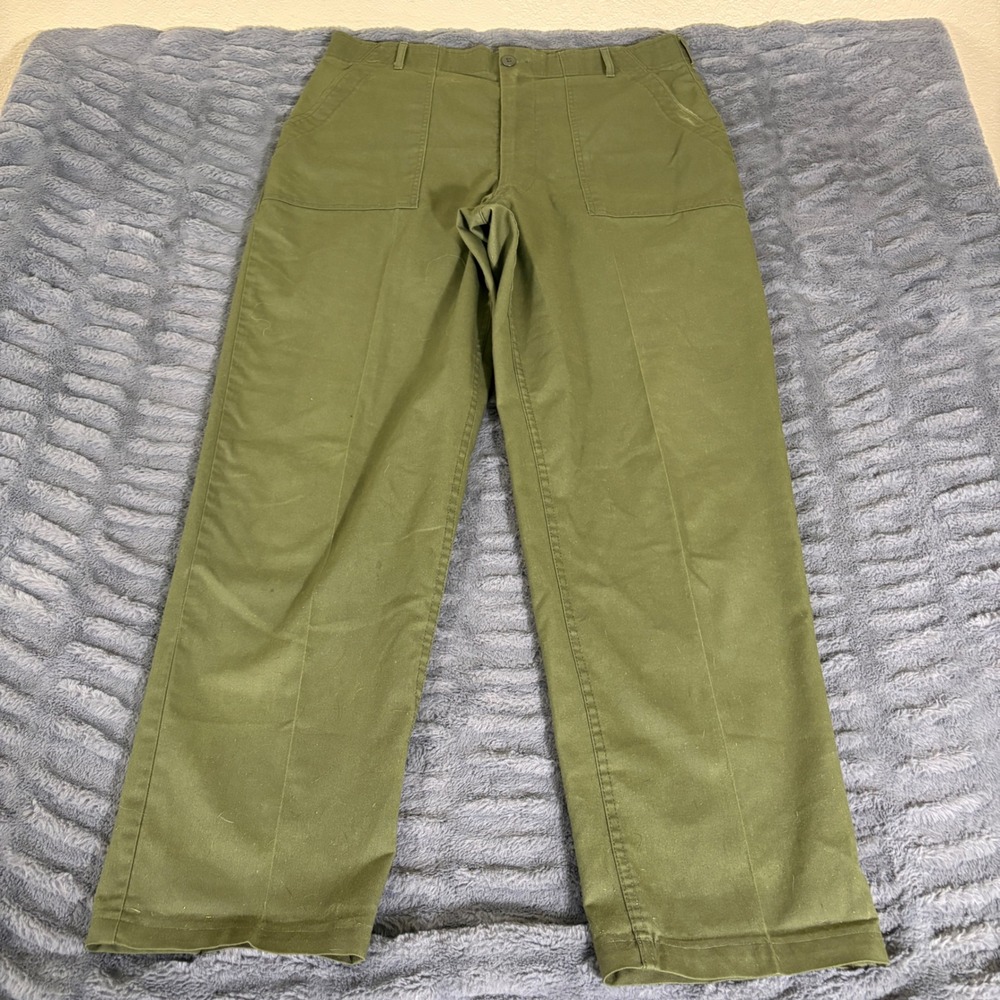 Vintage US Military OG-507 Utility Fatigue Baker Pants Olive Green 38x33 AR990